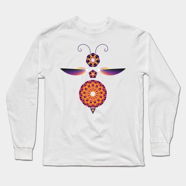 Mandala Honey Bee | Onyx Ruby Citrine Black Red Yellow White Long Sleeve T-Shirt by aRtVerse